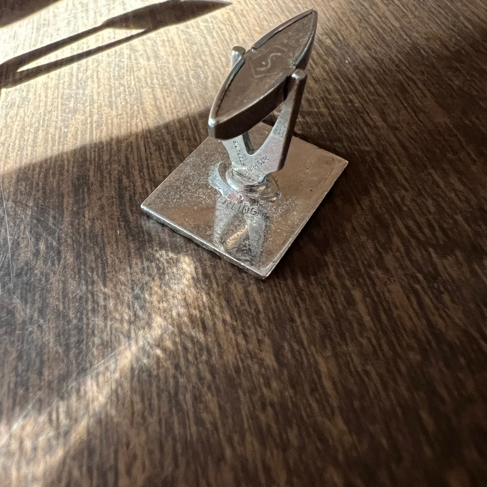 Silver Cuff Links Rectangle Shaped Marked Sterlin… - image 5